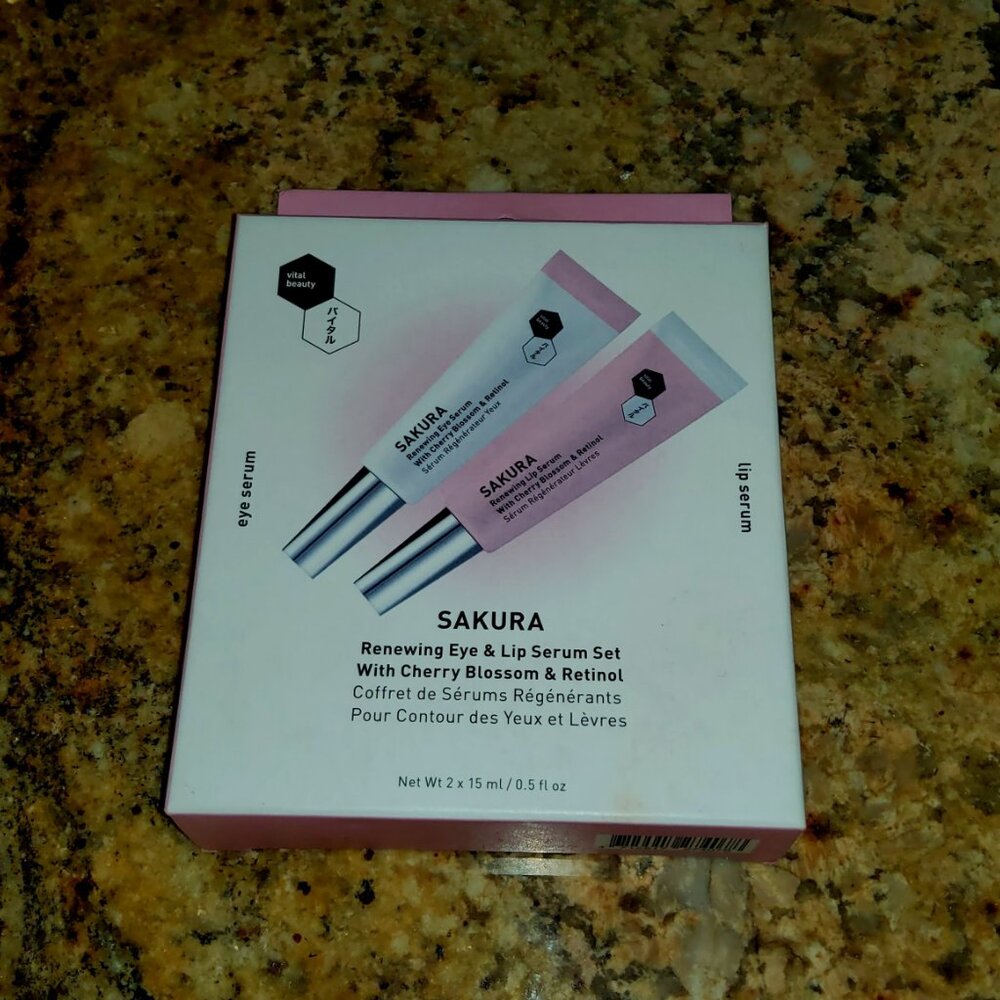 Sakura Renewing Eye & Lip Serum Set. Cherry Blossom & Retinol.  NEW!